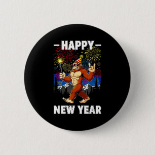 Funny Happy New Year 2026 Bigfoot Lovers New Years 6 Cm Round Badge