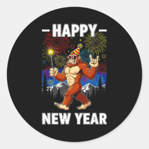 Funny Happy New Year 2026 Bigfoot Lovers New Years Classic Round Sticker