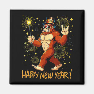 Funny Happy New Year 2026 Bigfoot Lovers New Years Magnet