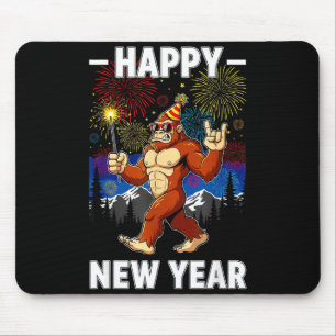 Funny Happy New Year 2026 Bigfoot Lovers New Years Mouse Mat