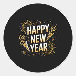 Funny Happy New Year Couple Matching Classic Round Sticker