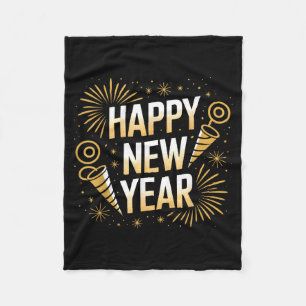 Funny Happy New Year Couple Matching  Fleece Blanket