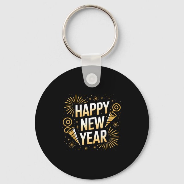 Funny Happy New Year Couple Matching  Key Ring (Front)