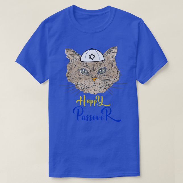 Funny Happy Passover Cat Funny Seder Jewish Holida T-Shirt (Design Front)