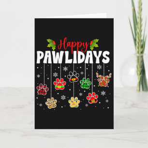 Funny Happy Pawlidays Christmas Dog Paw Xmas Dogs Card
