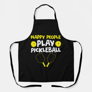 Funny Happy People Play Pickleball Apron