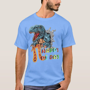 Funny Happy Pi Day Dinosaur TRe Pizza Teacher Stud T-Shirt