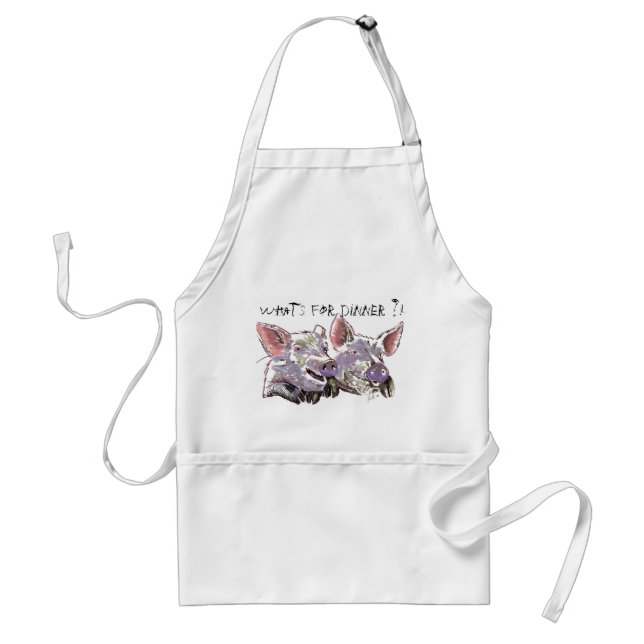 Funny Happy Pigs  What's for Dinner drawing Standard Apron (Front)
