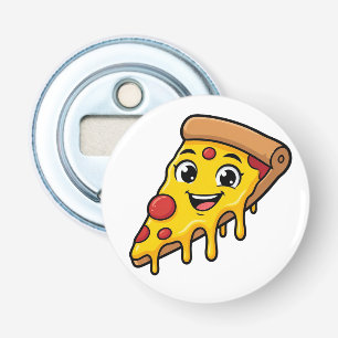 Funny Happy Pizza Slice with Stretchy Cheese Cute Bottle Opener