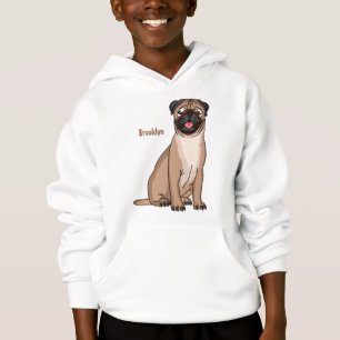 Funny happy pug dog cartoon illustration