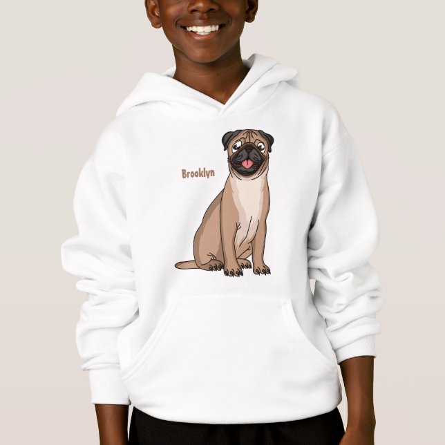 Funny happy pug dog cartoon illustration (Front)