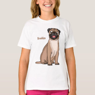 Funny happy pug dog cartoon illustration T-Shirt