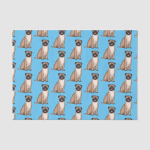 Funny happy pug dog cartoon illustration  tissue paper