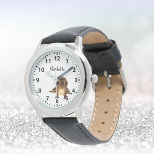 Funny happy red brown squirrel white name watch