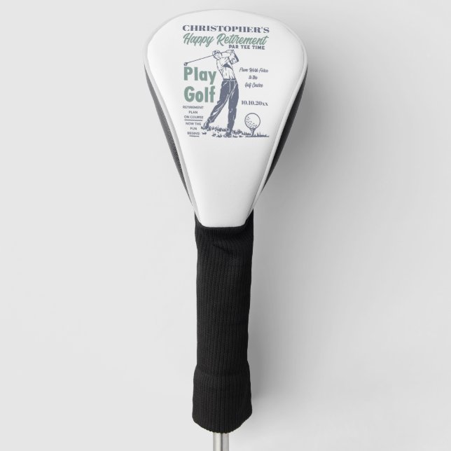 Funny Happy Retirement Golfer Theme Retro Golf Golf Head Cover (Front)