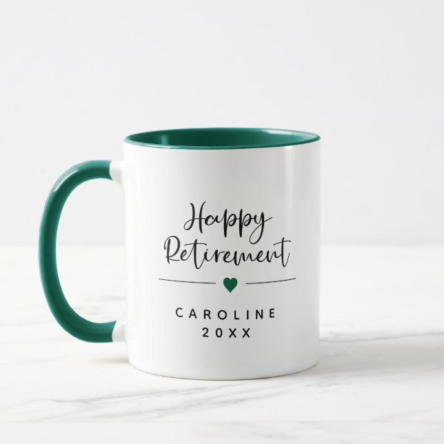 Funny Happy Retirement & Heart Mug (Left)