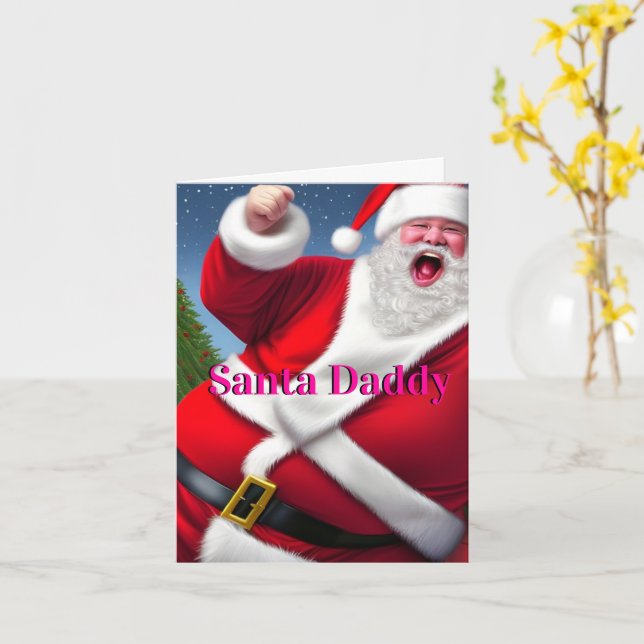 Funny Happy Santa Daddy Humour Card (Yellow Flower)