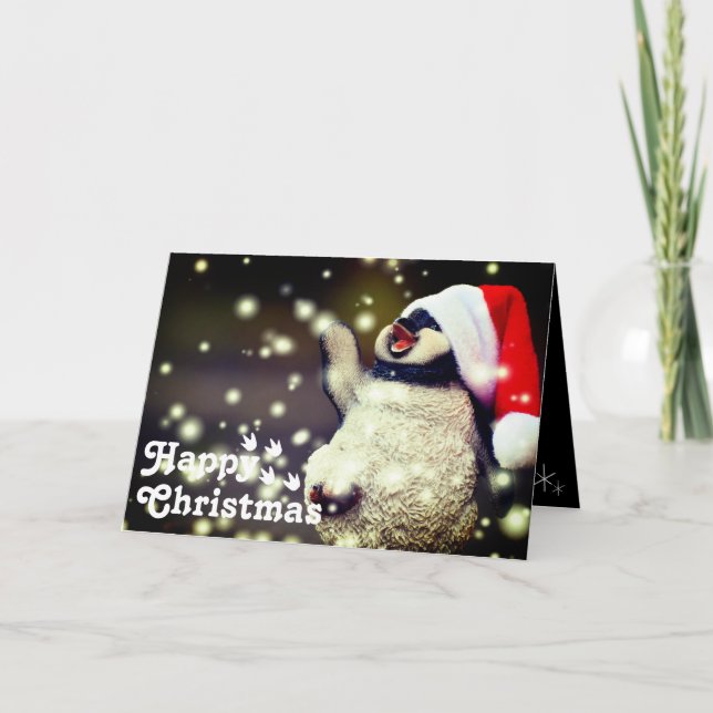 Funny Happy Santa Penguin&Merry Christmas Unique   Card (Front)