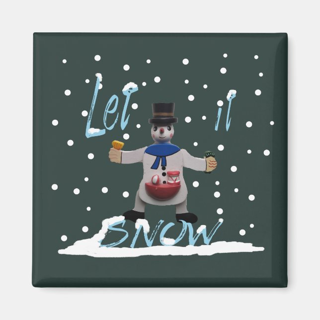 funny happy smiling snowman magnet (Front)