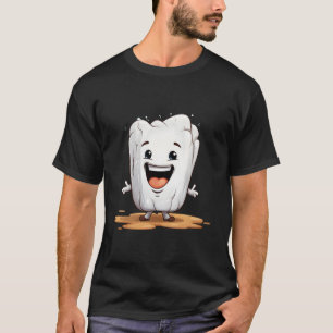 Funny Happy Smiling Tooth Dentist Dental Teeth Squ T-Shirt