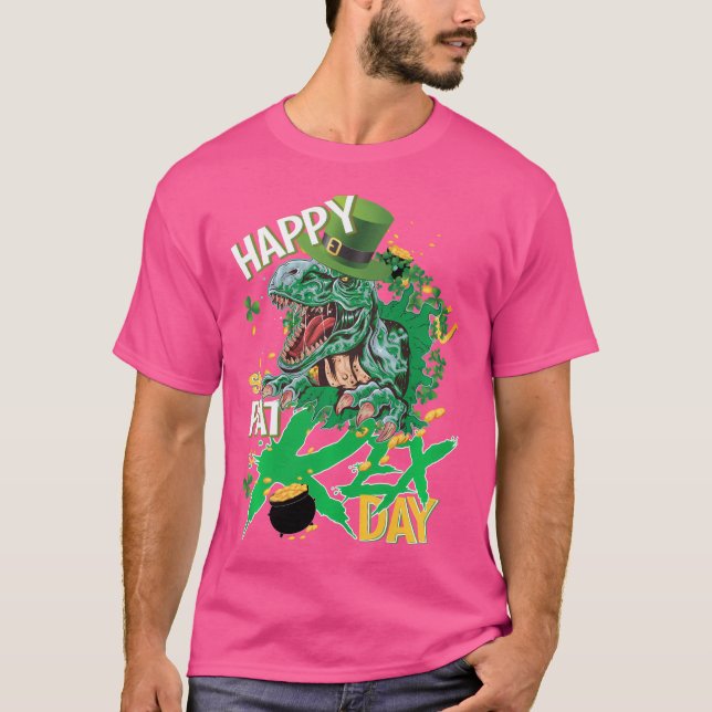 Funny Happy St Pat Rex Day Trex Dinosaur St Patric T-Shirt (Front)