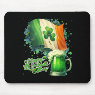 Funny Happy St Patricks Day Irish Flag And Beer Mu Mouse Mat