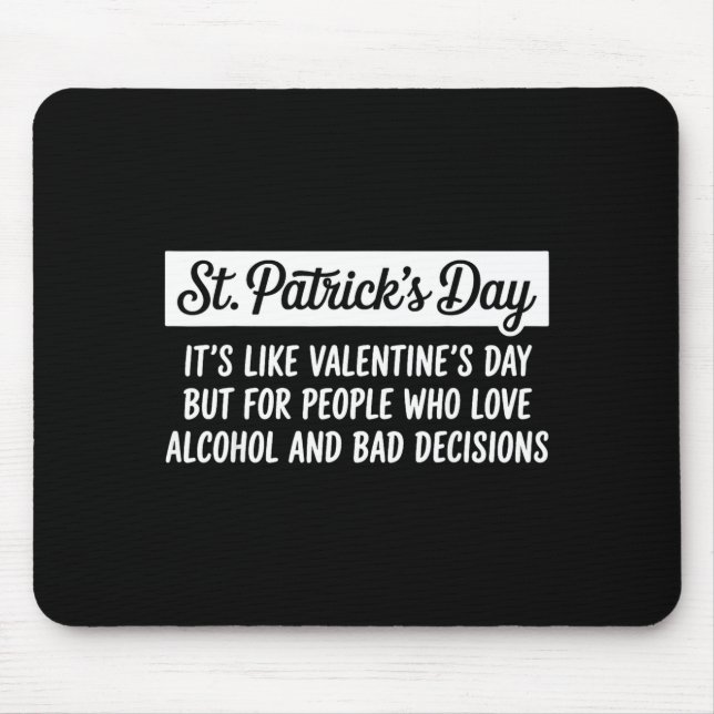 Funny Happy St Patricks Day Irish Shamrock Lucky M Mouse Mat (Front)