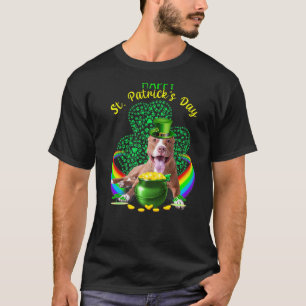 Funny Happy St Patricks Day Pit Bull Leprechaun Ha T-Shirt