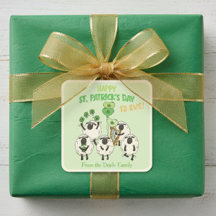 Funny Happy St Patrick's Day to Ewe Irish Sheep Square Sticker