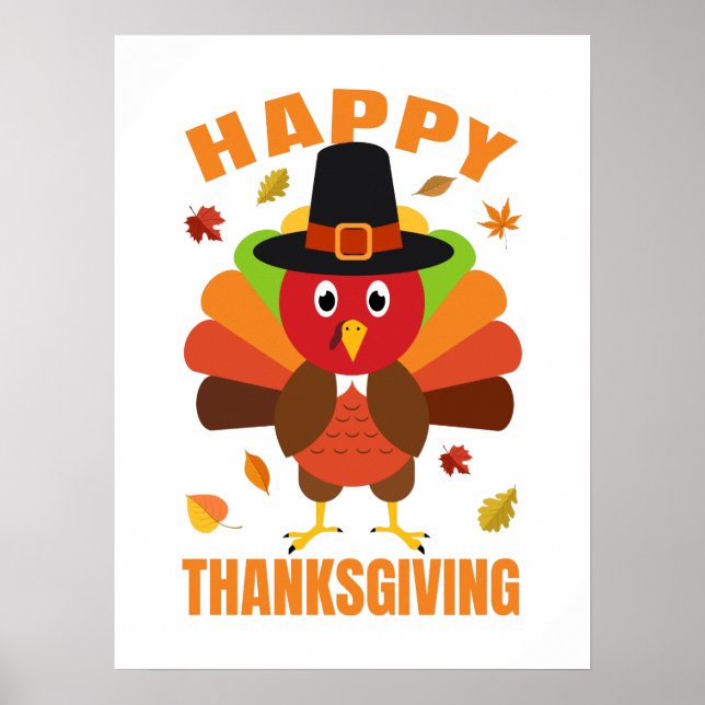 Funny Happy Thanksgiving Day illustration Poster (Front)