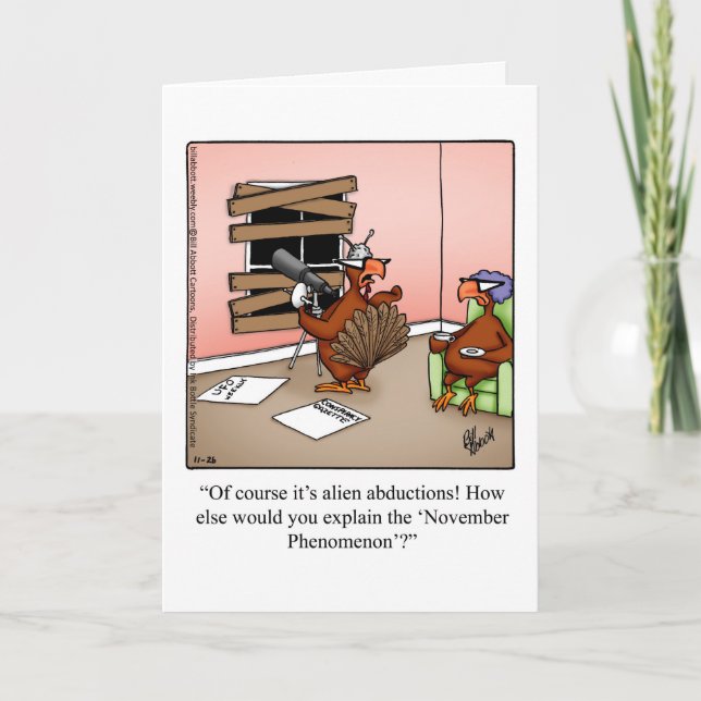 Funny Happy Thanksgiving Humour Greeting Card (Front)