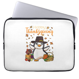 Funny Happy Thanksgiving Penguin Turkey Boys Girls Laptop Sleeve