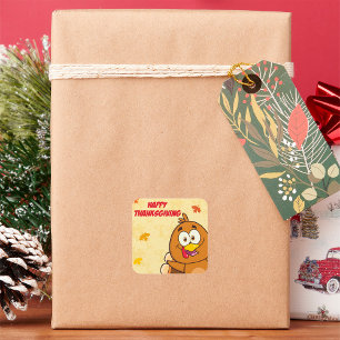 Funny Happy Thanksgiving Square Sticker