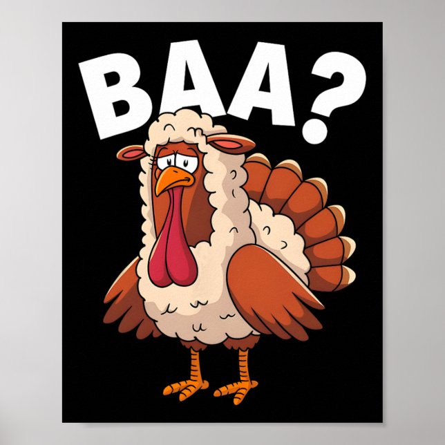 Funny Happy Thanksgiving Turkey A Lamb Costume  Poster (Front)