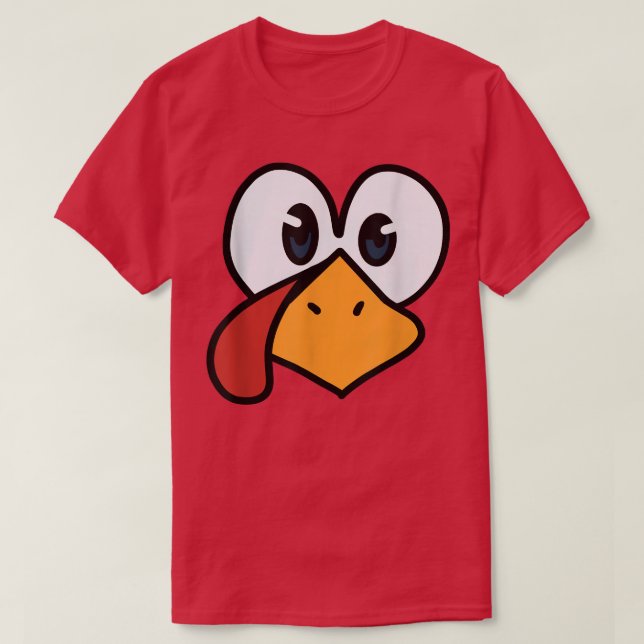 Funny Happy Thanksgiving Turkey Face T-Shirt (Design Front)