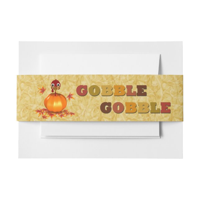 Funny Happy Thanksgiving Turkey in Pumpkin Invitation Belly Band (Front Example)