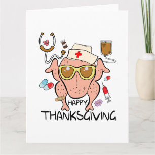 Funny Happy Thanksgiving Turkey Nurse Card