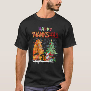 Funny Happy Thanksmas Cute Thanksgiving and Christ T-Shirt