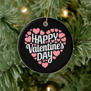 Funny Happy Valentines Day Heart Love Valentine  Ceramic Tree Decoration