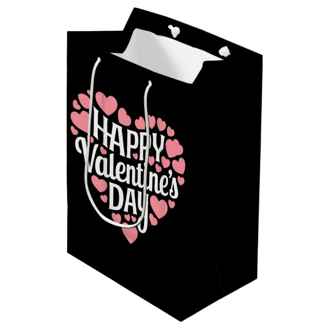 Funny Happy Valentines Day Heart Love Valentine  Medium Gift Bag (Front Angled)