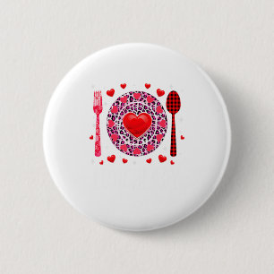 Funny Happy Valentines Day Lunch Lady Leopard Hea 6 Cm Round Badge