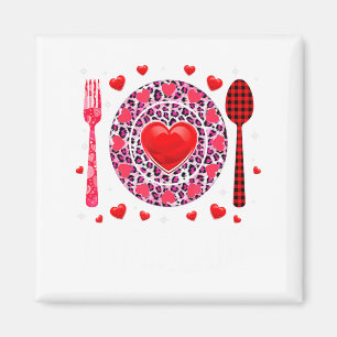 Funny Happy Valentines Day Lunch Lady Leopard Hea  Magnet