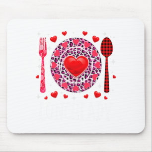 Funny Happy Valentines Day Lunch Lady Leopard Hea  Mouse Mat