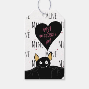 Funny Happy Valentine's Day “Mine Pattern” Bat Gift Tags
