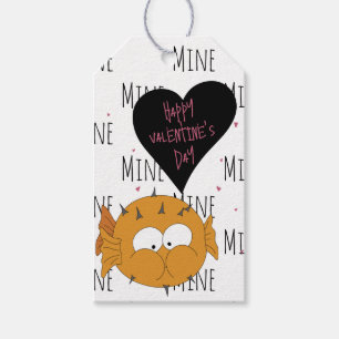 Funny Happy Valentine's Day “Mine Pattern” Puffer Gift Tags