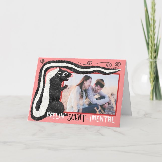 Funny Happy Valentine's Day Skunk Love | Add Photo Holiday Card (Front)