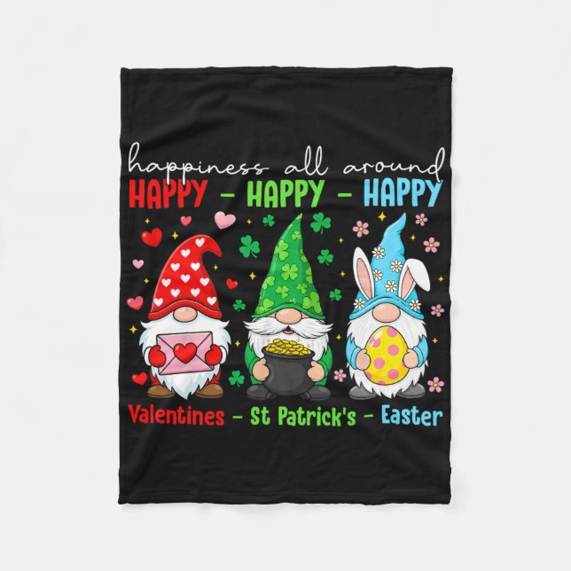 Funny Happy Valentines St Patrick Easter Holiday C Fleece Blanket (Front)