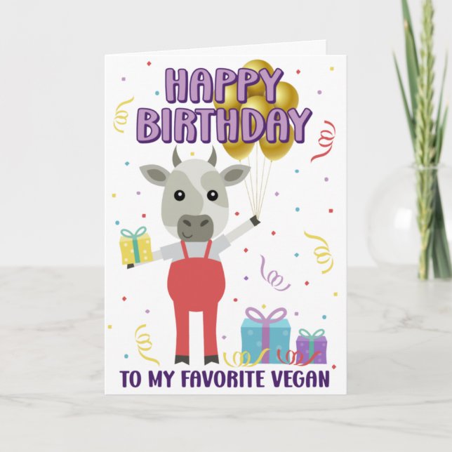Funny Happy Vegan Birthday Card (Front)