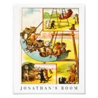 Funny Happy Vintage Cats Kittens Kids Room Decor