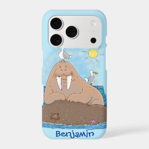 Funny happy walrus cartoon illustration